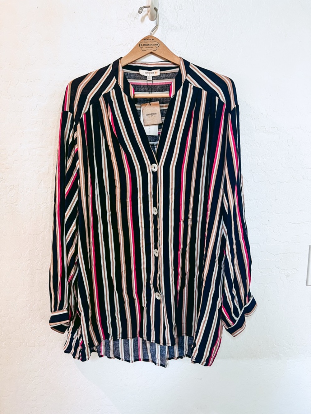 NWT Umgee Navy Striped Blouse/Tunic